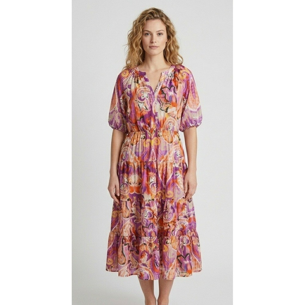 Chico's Purple & Pink Swirl Midi Dress